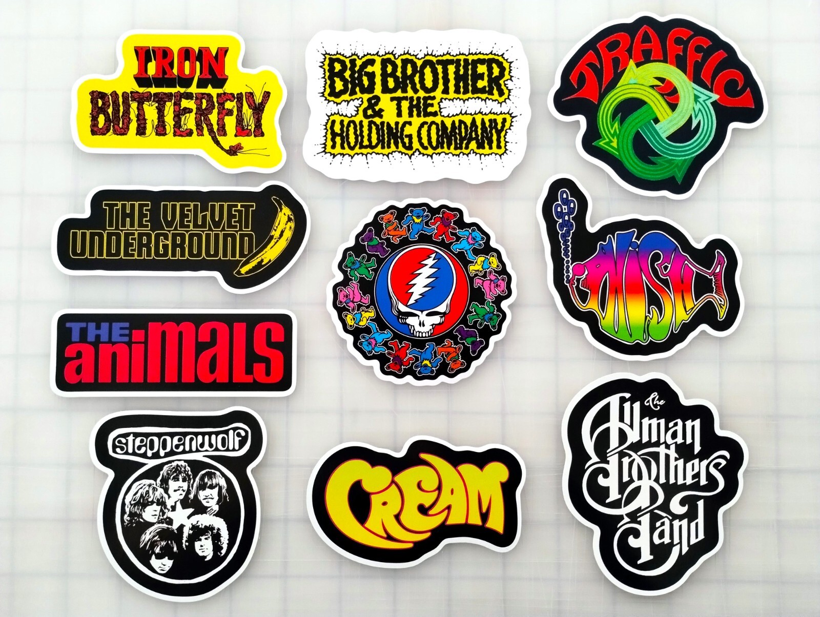 Classic Rock Vinyl Sticker Lot (10 Stickers) SET 3 metal roll vintage hippy jam