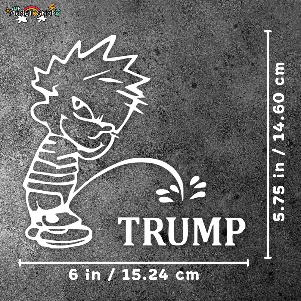 Political Humor Peeing Boy TRUMP Vinyl Sticker Car Truck or Laptop 6″ x 5.75″