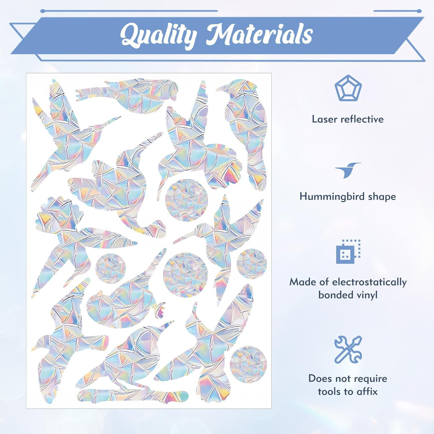 48Pcs Window Stickers to Prevent Bird Strikes, Hummingbird Modeling Bird Wind…