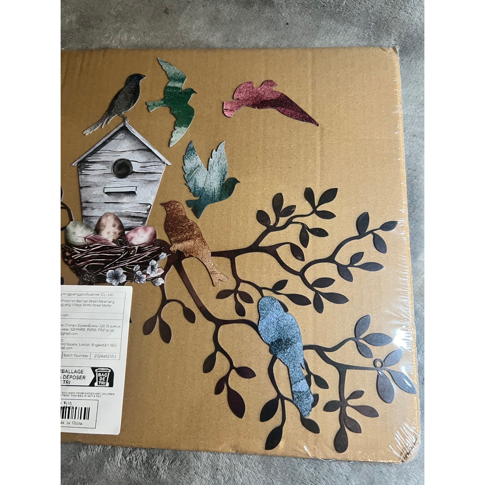 Metal Birdhouse Branch Wall Art Cottagecore Woodland Garden Bird Decor