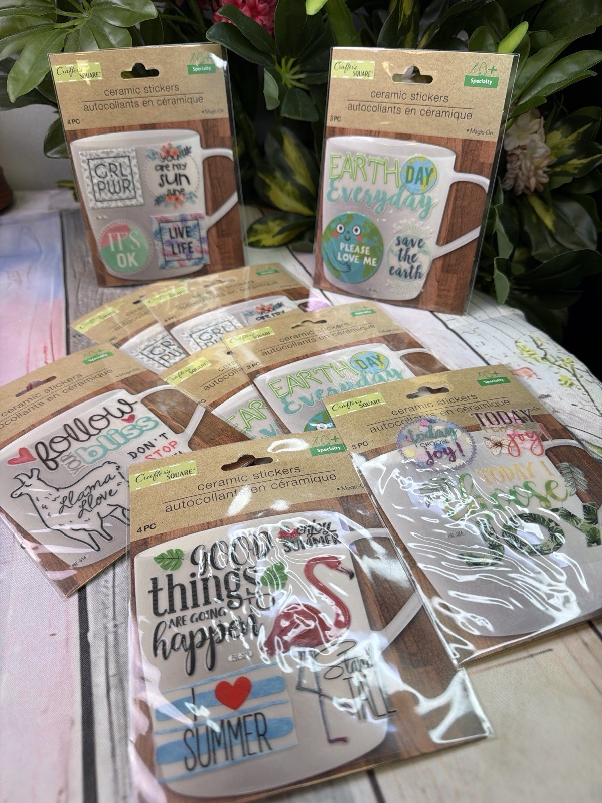 Crafter’s Square Ceramic Stickers Lot Of 9 Mixed Designs, Some Repeats