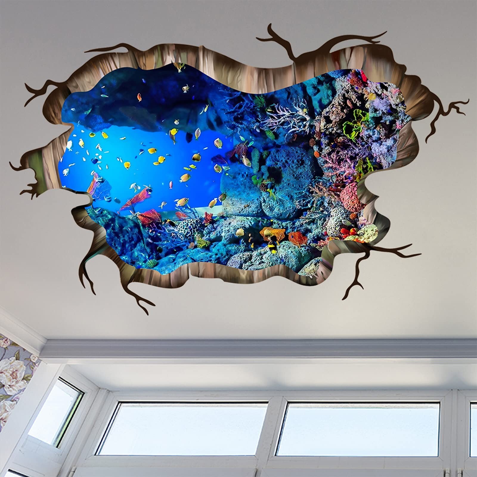 3D Under The Sea Fish Floor Wall Decals, FODIENS Ocean Sea Life Wall Stickers…