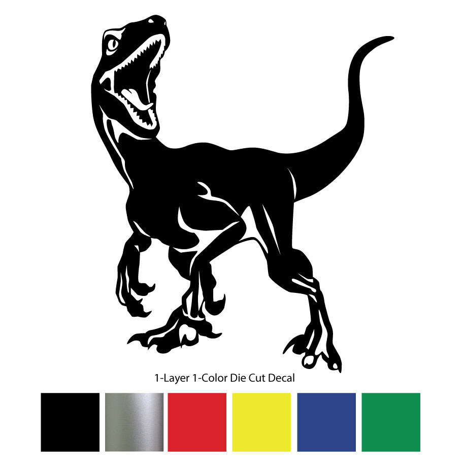 Dinosaur – Roaring Velociraptor #2 – Jurassic Period – 4-21″ wide – DieCut Decal
