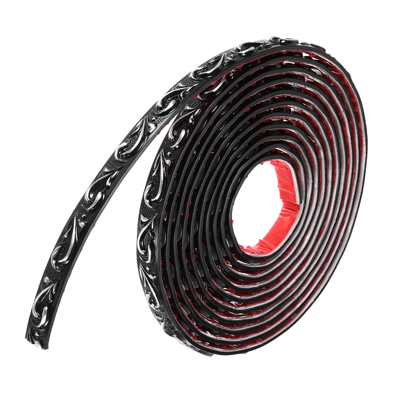 Flexible Wall Trim Molding 16.4Ft x 0.79Inch Adhesive, Wave Black Silver