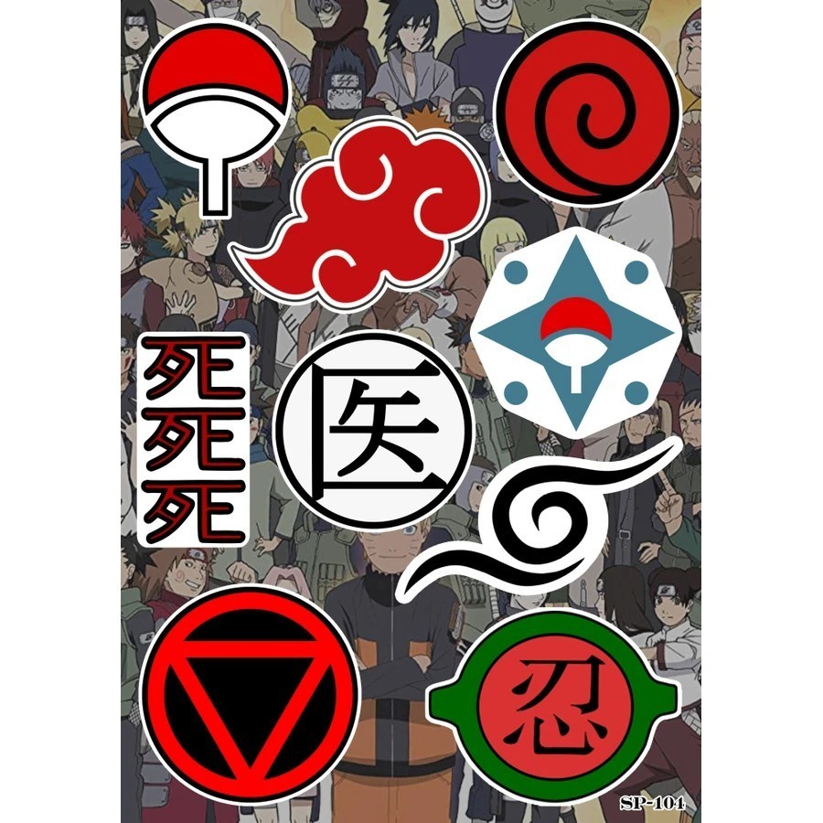 Naruto Clan Symbols Sticker Pack | Konoha Leaf Uchiha Crest Akatsuki Cloud Ninja