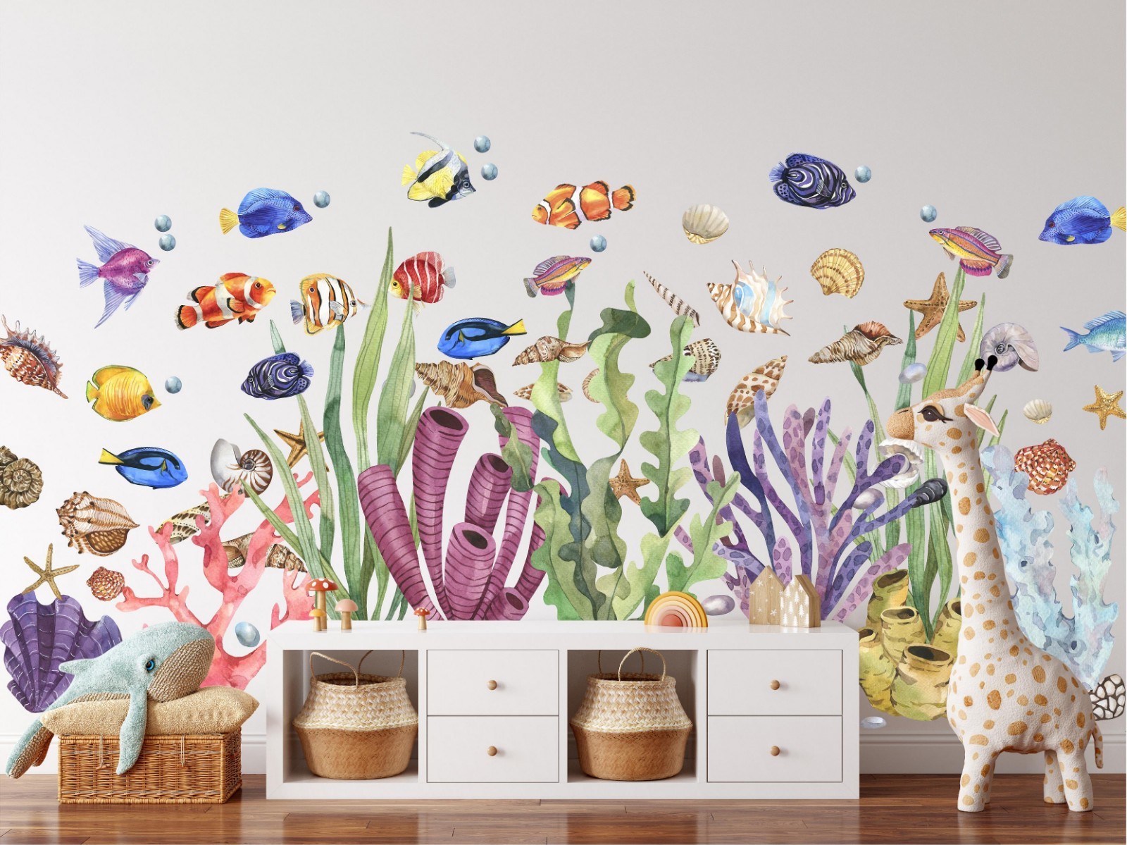 Ocean Wall Decal Under The Sea Nursery Sea Life Fish Coral Seaweed Set