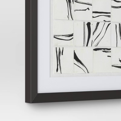 (Set of 2) 16″x20″ Patterned Lines Abstract Framed Arts Black – Threshold