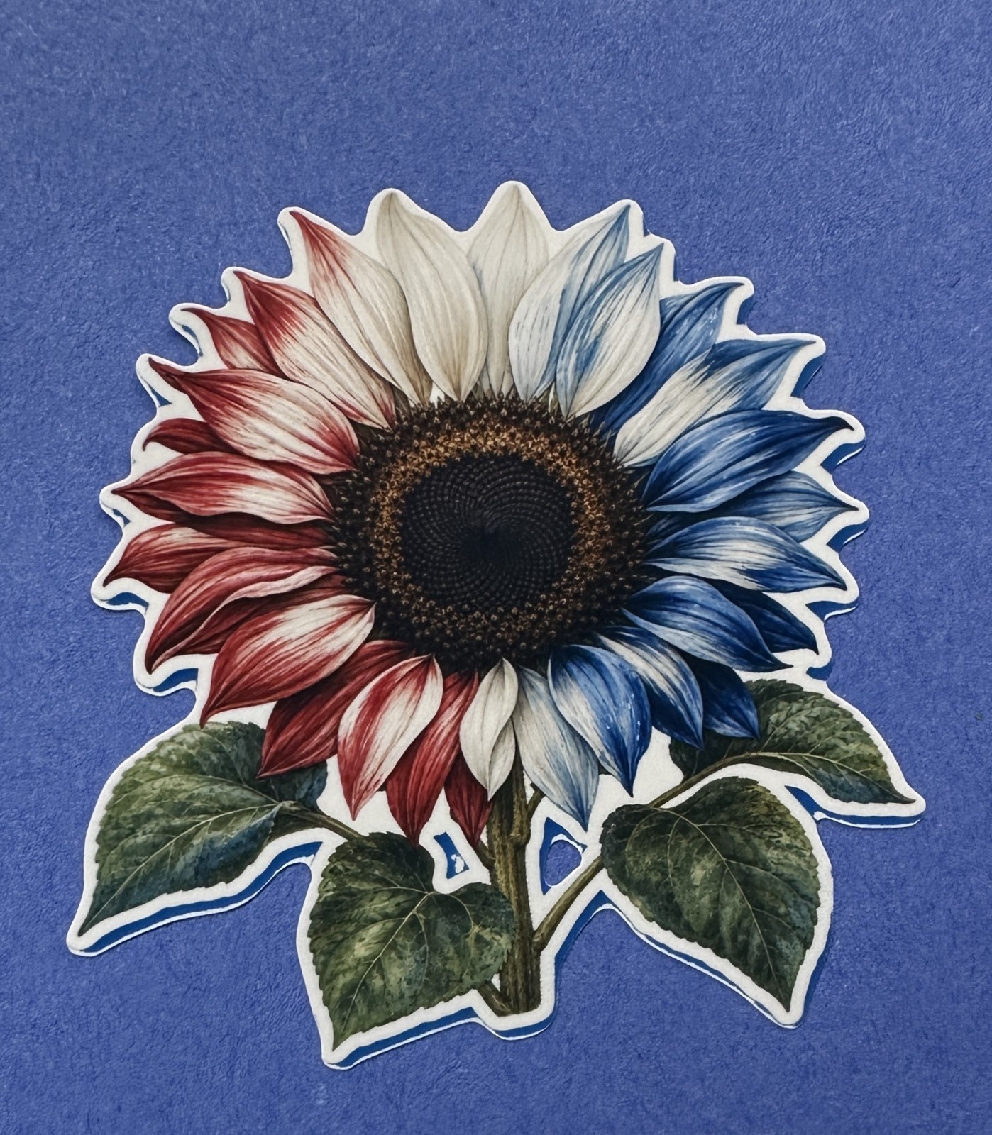 3 Inch Patriotic Sunflower Sticker Red White Blue American Flag Floral Vinyl Dec