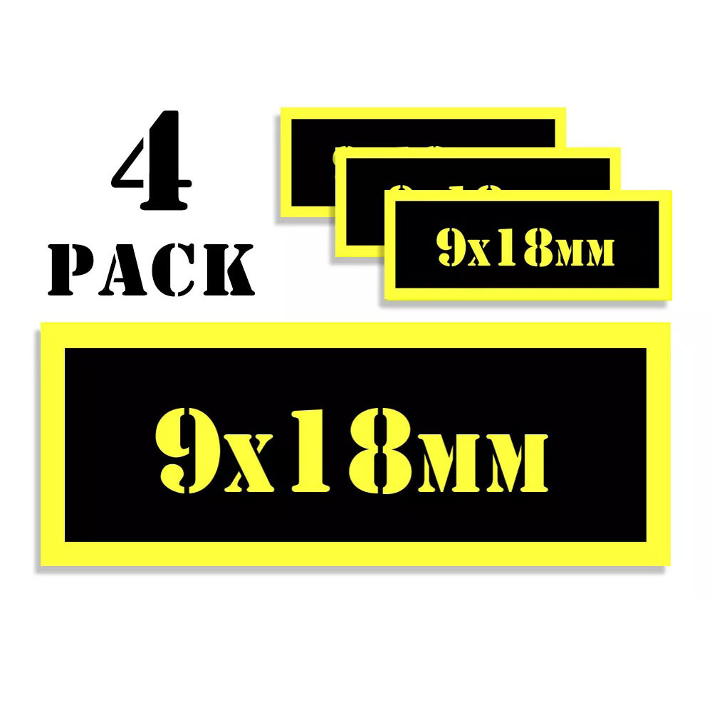 9 x 18mm Ammo Can Label Stickers Decal Ammunition (4 pack)