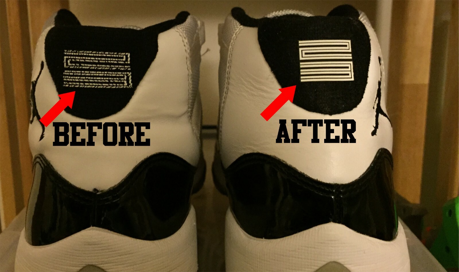 Jordan 11 #23 heel replacement Vinyl Decal! Black, White or Gamma Yellow QTY 4.