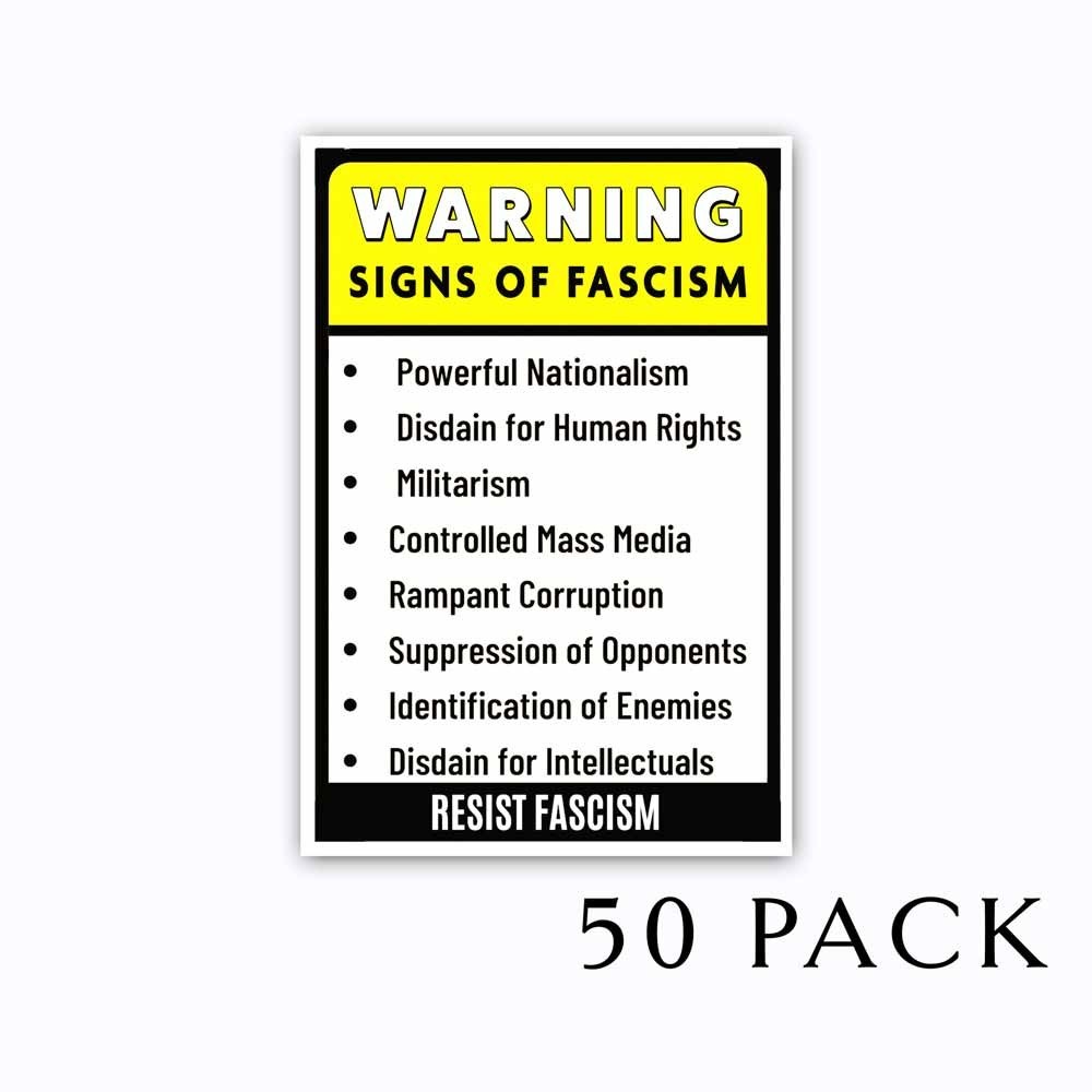 Political Protest Vinyl Stickers – Signs of Fascism Warning Decals – Set of 50