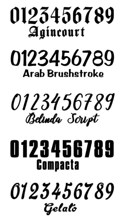 Number Sets Vinyl Color Decal – Sticker – Oracal 651 ID Numbers Custom