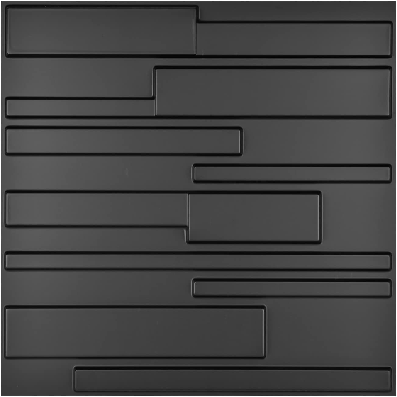19.7×19.7in PVC 3D Wall Panels Pack of 12 Geometric Black DIY Decor