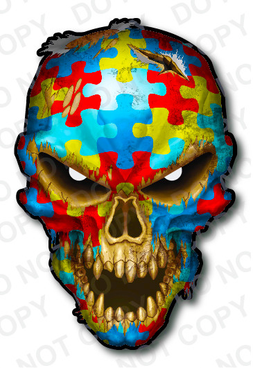 Autism Awareness Puzzle Skull USA Patch Sticker Car Truck Vehicle Bumper Window
