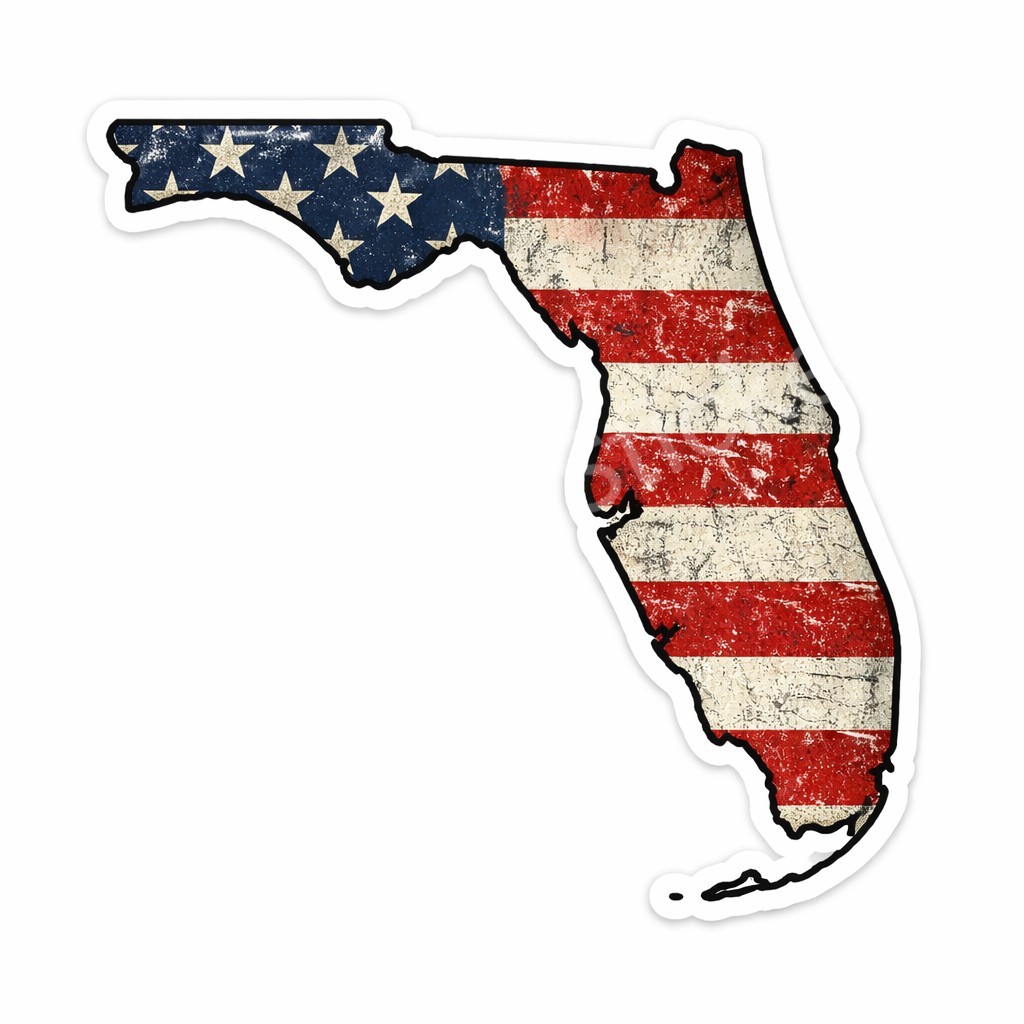 Florida | State Outline Vinyl Decal | Home State American Flag USA Sticker 01
