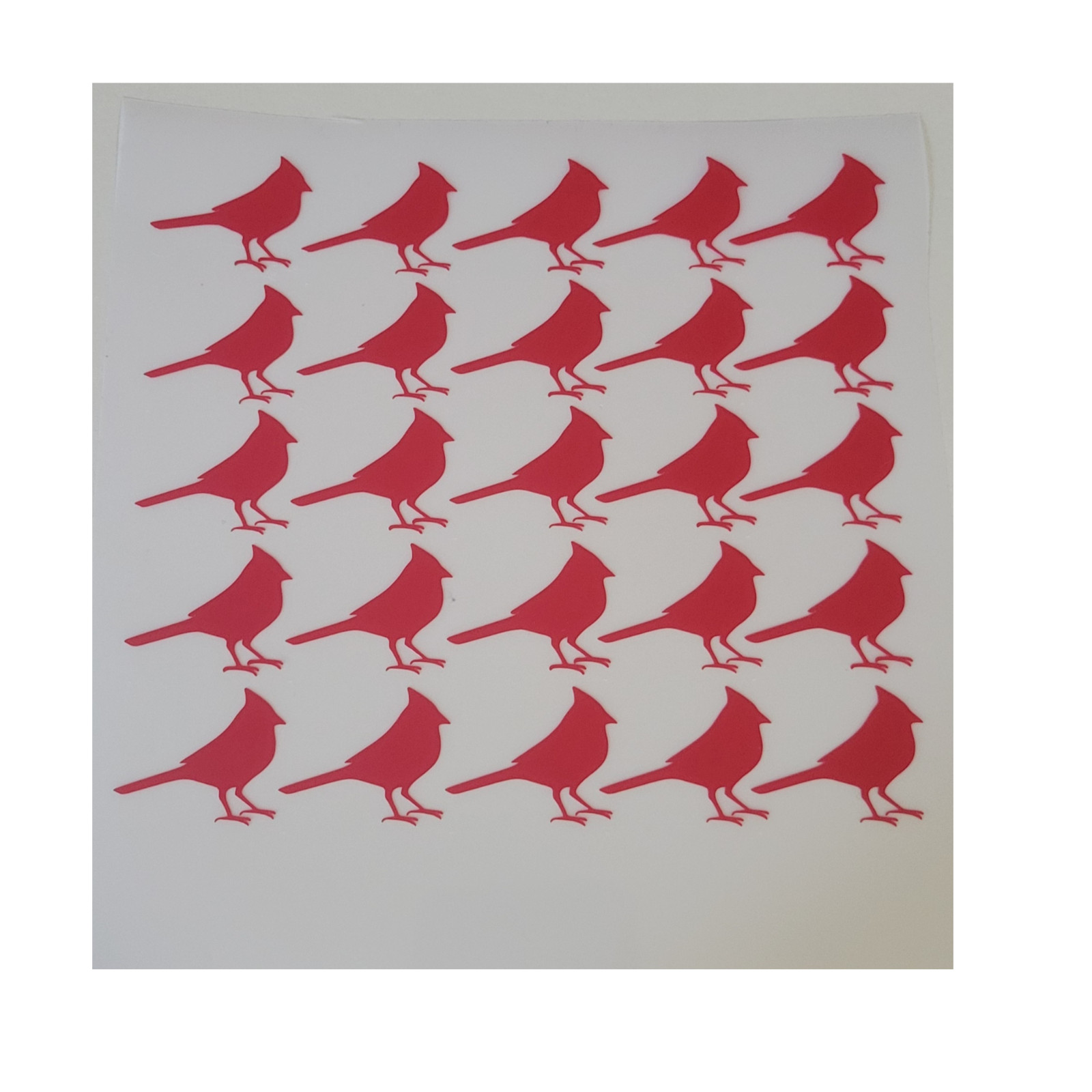 Cardinals Sheet of (25) 1″ Tall Each Vinyl Stickers Decal Color Red envelope