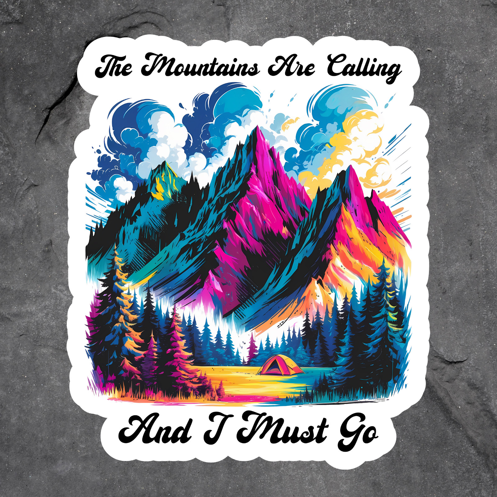 Mountains sticker vinyl decal the mountains are calling hiking camping nature