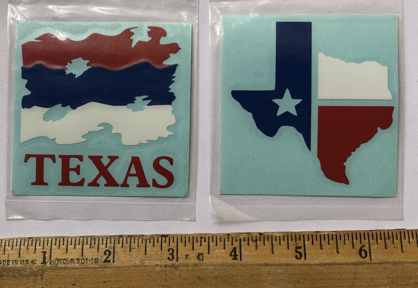 Lot Of 2 Texas Window Decal Sticker 3” Red White And Blue State Outline