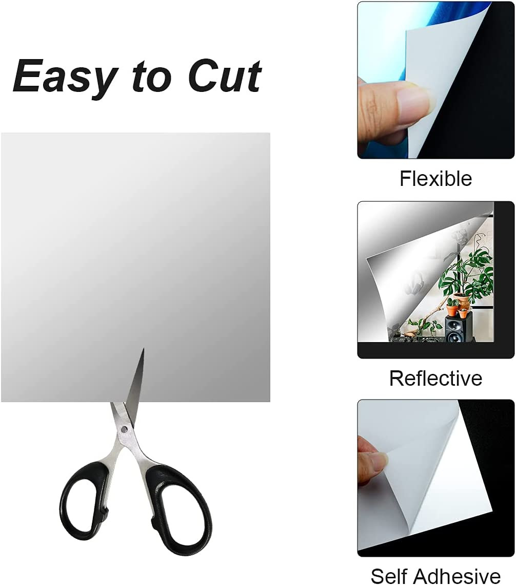10 Laminas de Espejo Flexibles Adhesivas Decorativas para Escuela y Hogar 8×10