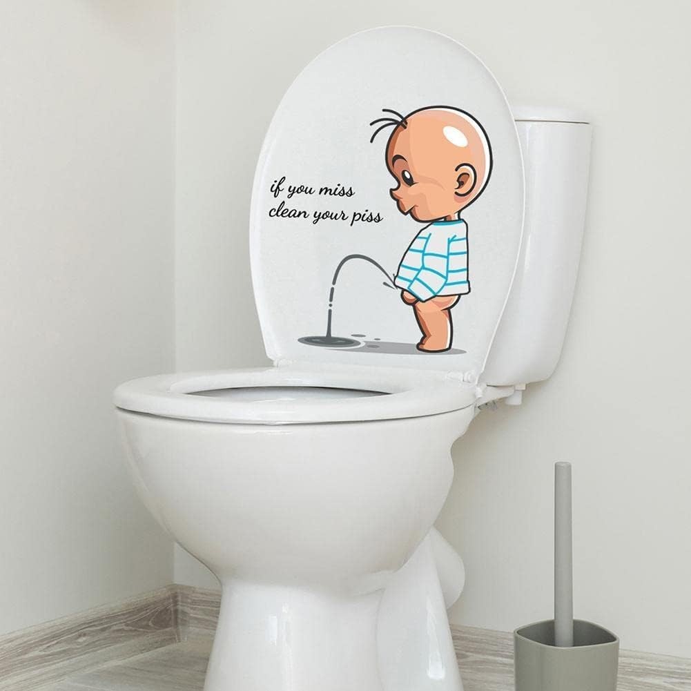 If You Miss,Clean Your Piss Toilet Sticker, Funny Seat Sticker Bathroom Wall Dec