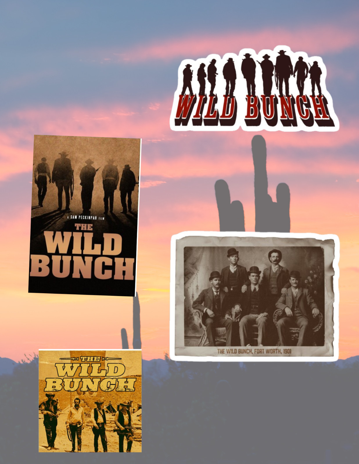 The Wild Bunch Western Movie 4pc Sticker Pack