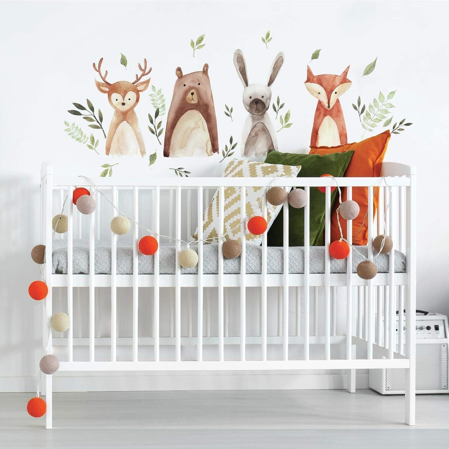 RoomMates RMK4020SCS Watercolor Woodland Brown, Gray, Green, Orange, Tan