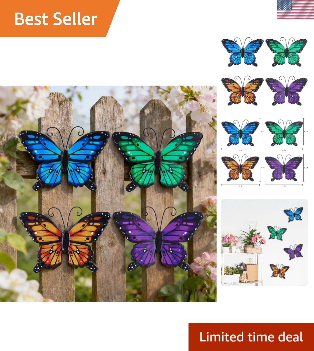 Hand-Painted Metal Butterfly Wall Decorations for Vibrant Spring Beauty Outdoors