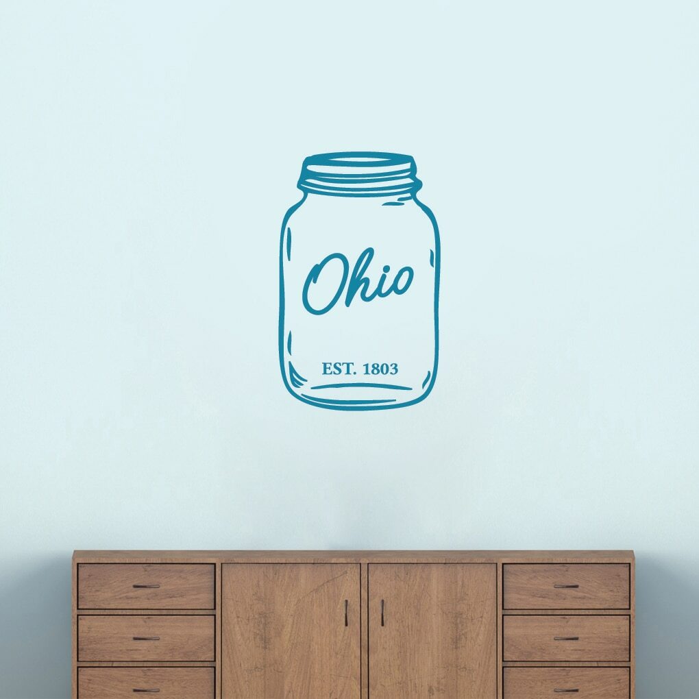 Ohio Mason Jar Wall Decal – State, Home, Farmhouse, Entryway, Living Room, Decor