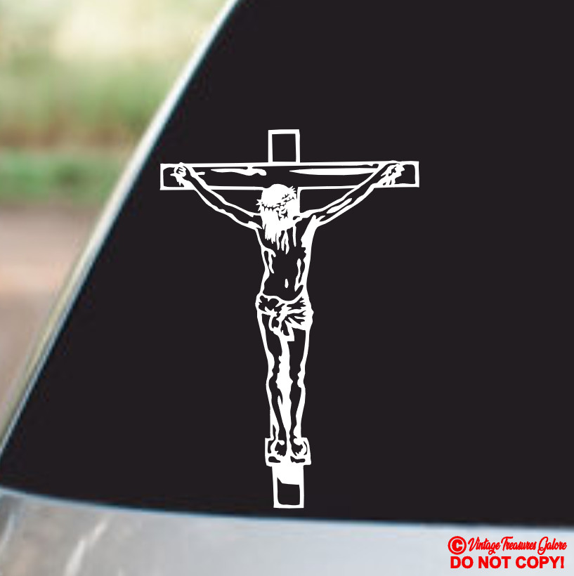 JESUS CHRIST CRUCIFIXION CRUCIFIX CHRISTIAN CROSS Vinyl Decal Sticker Car Window