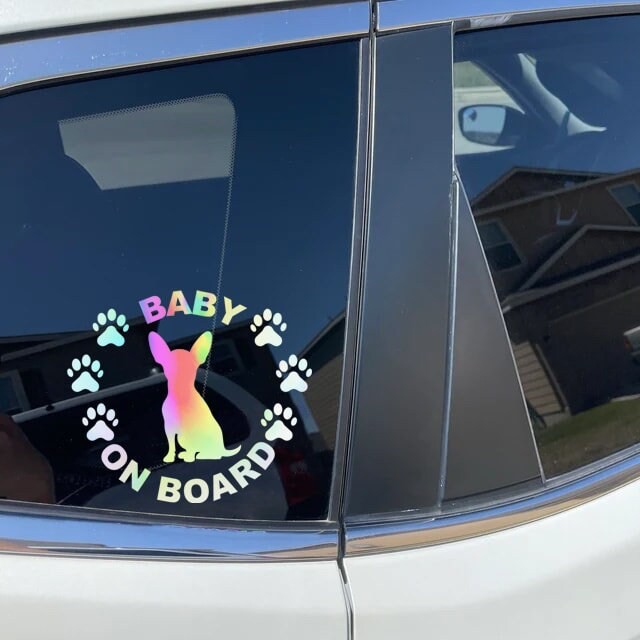 Baby on Board Chihuahua Dog Reflective/ Oil Slick/ Holographic Window Car Decal