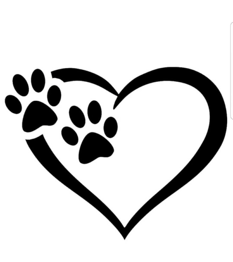 PAW HEART DOGS VINYL DECAL car bumper sticker laptop pet paw prints love