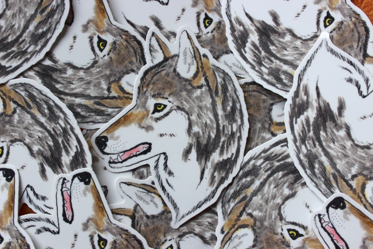 Gray Wolf Head 4″ Vinyl Sticker