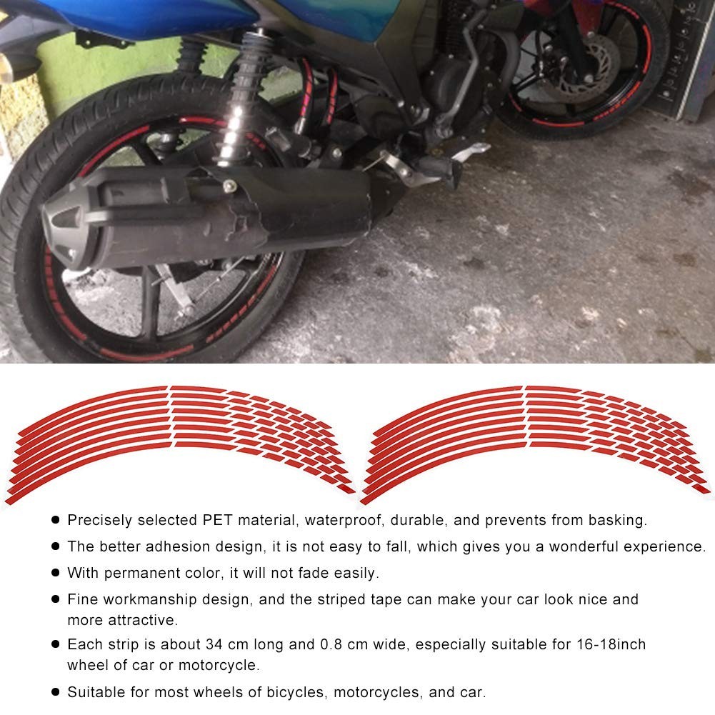 aqxreight Reflective Wheel Rim Stripe Decal, 16pcs Bike Motorcycle 16-18inch …