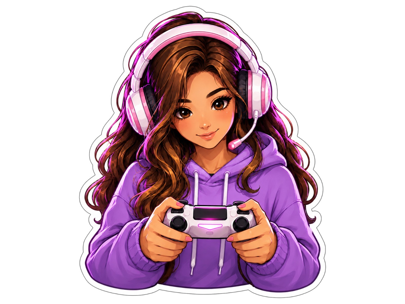 Gamer Girl Sticker Decal – Gamer Girl Controller Laptop Window Car 3.2″