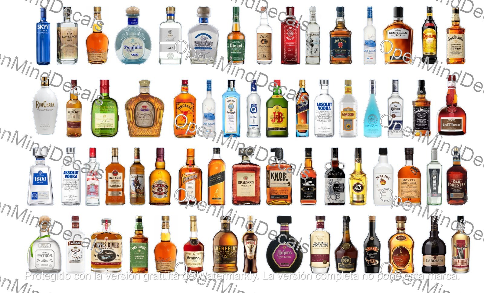 63 pcs Alcohol Bottles Sticker Pack | Whiskey | Vodka | Alcohol Stickers (3 “)