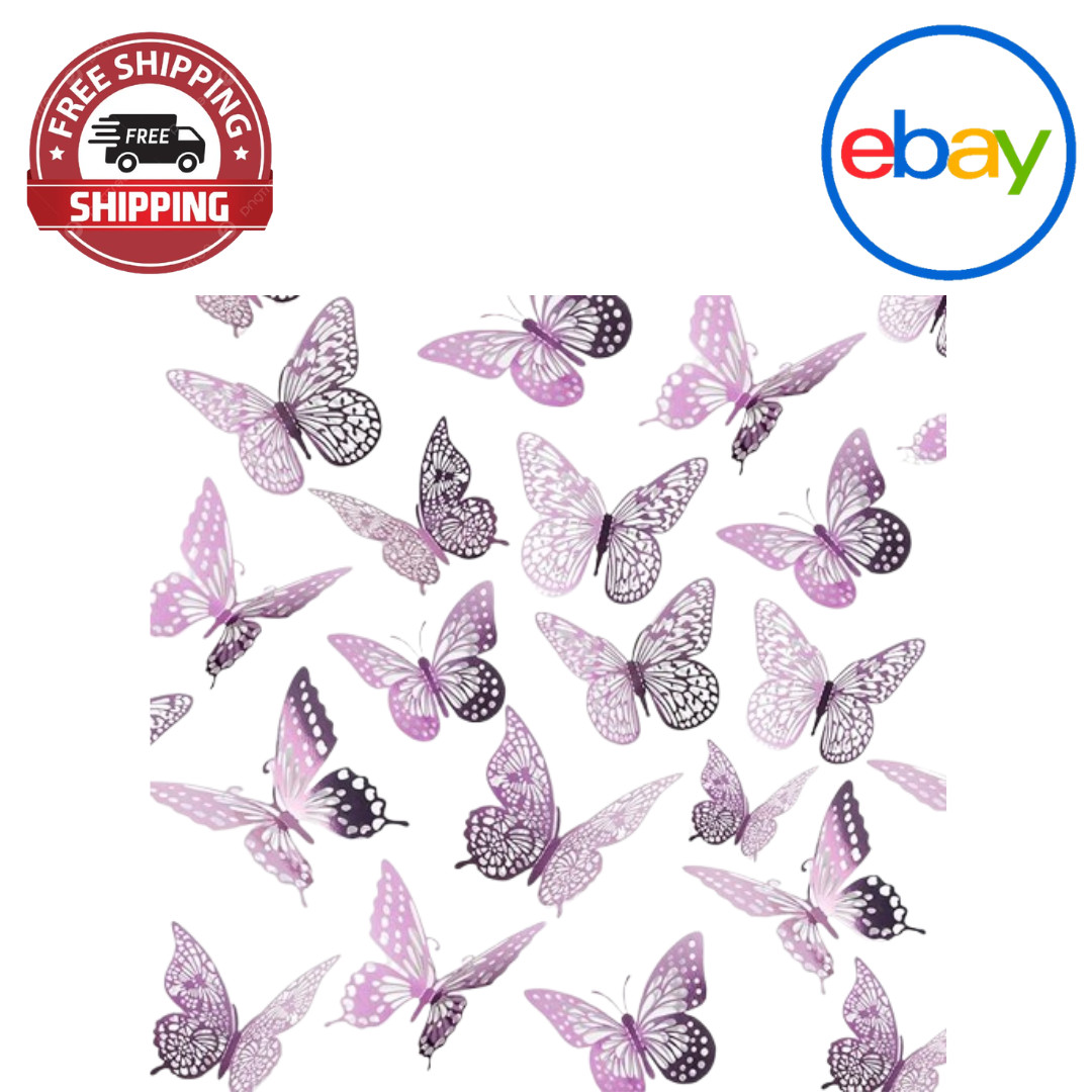 SAOROPEB 48PCS 3D Butterfly Wall Decor, Removable Peel & Stick Decals Party Room