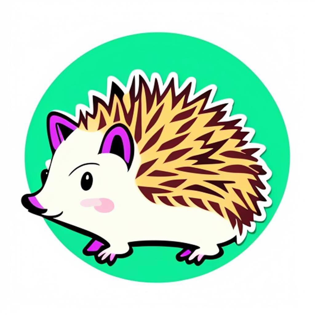 Hedgehog Sticker Cute Pet Animal Cartoon Spikey Quills Brown Yellow (4 Inch)