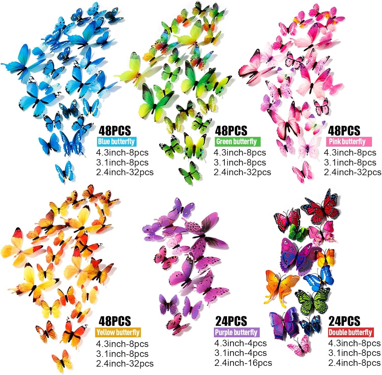 Colorful Butterfly Wall Stickers Set