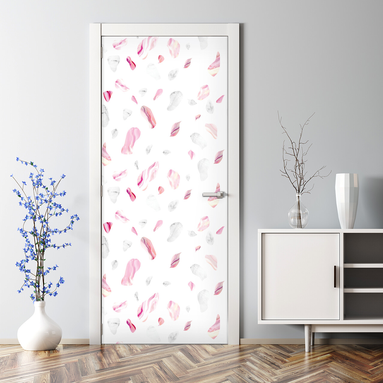 Colourful Marble rocks Pink and white Easy stick Adhesive Door sticker Pattern