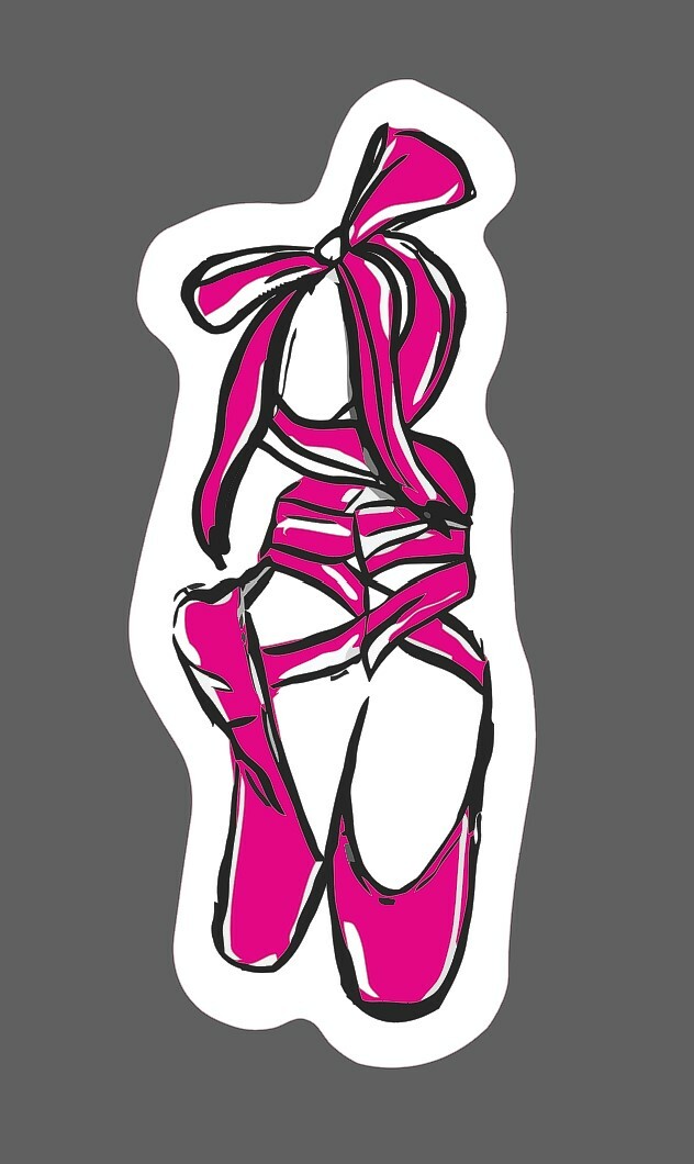 Ballet Shoes Sticker Dancer Pink Waterproof Cute Sports Art Gift NEW