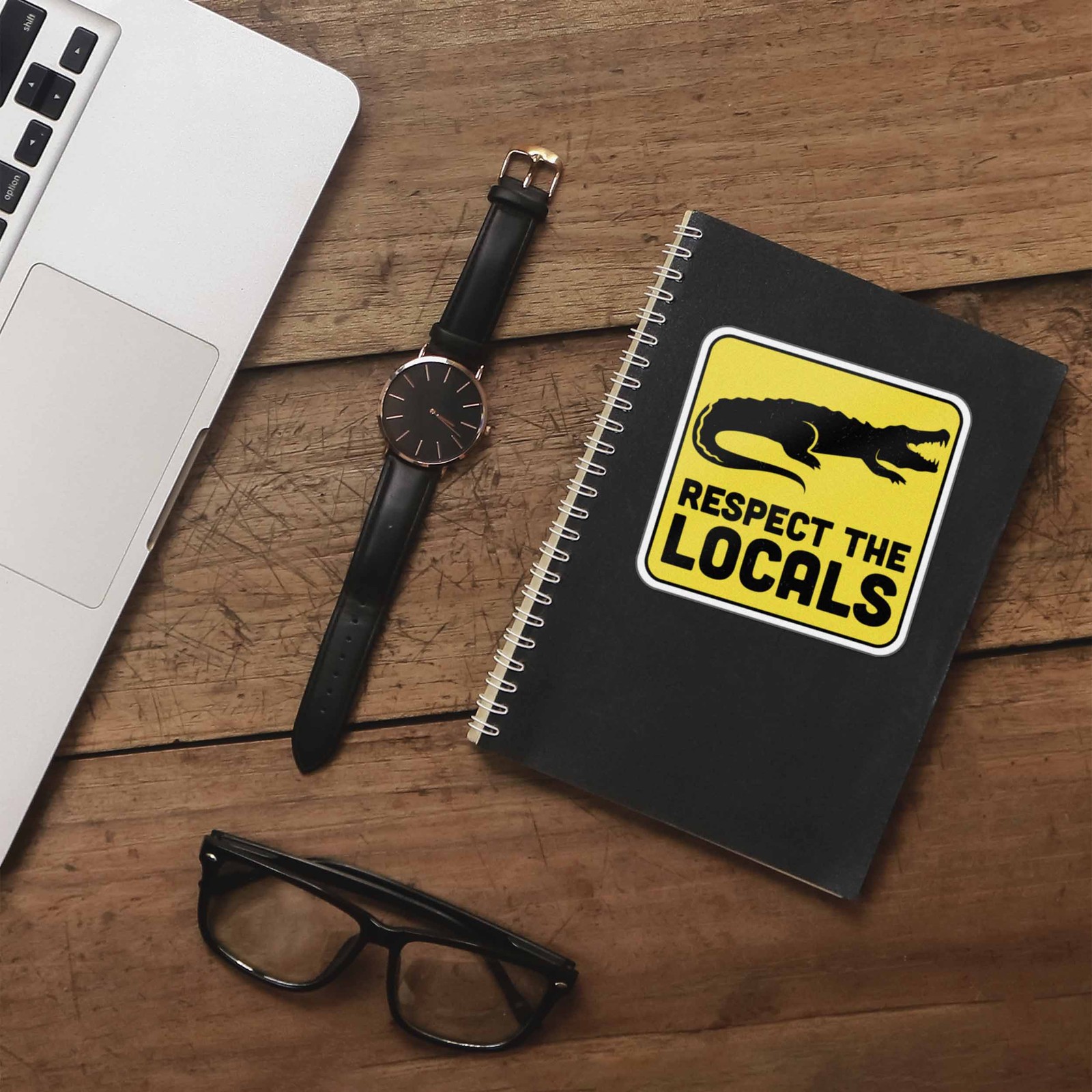 Respect the Locals Gator Sticker – Funny Alligator Nature Decal