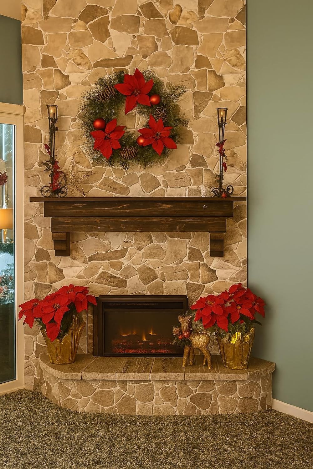 Dundee Deco 3D Stone Wall Panels – 10 pack, 39″x25″, Covers 67 sqft -Brown Beige