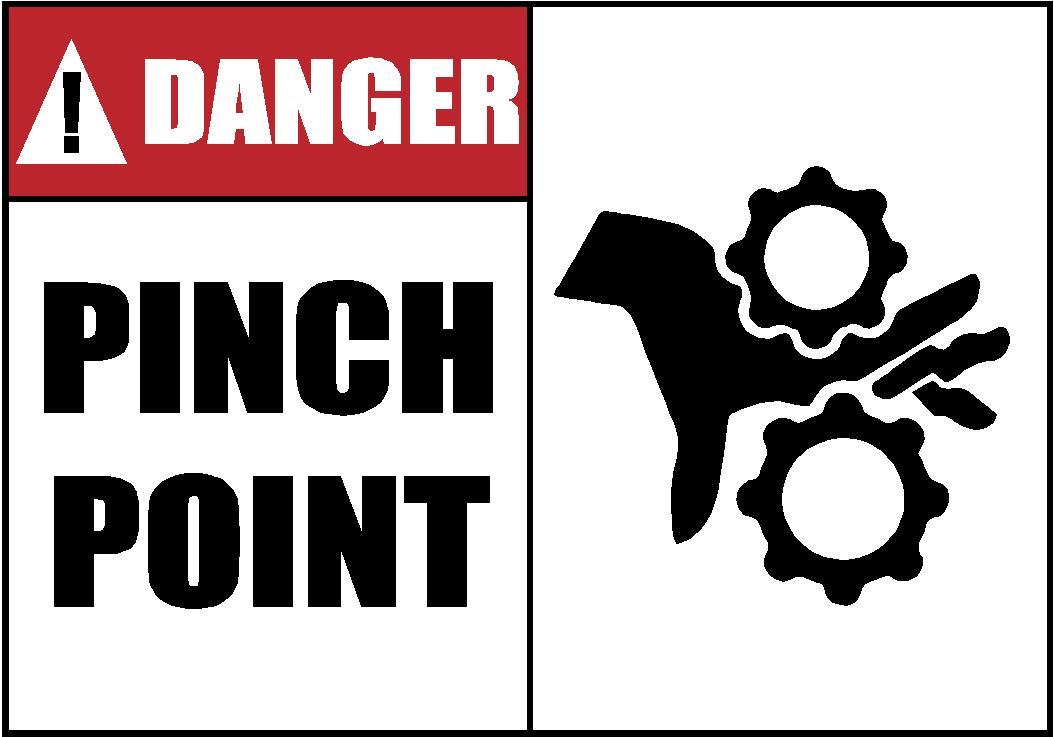DANGER PINCH POINT WARNING DECAL SAFETY SIGN STICKER OSHA
