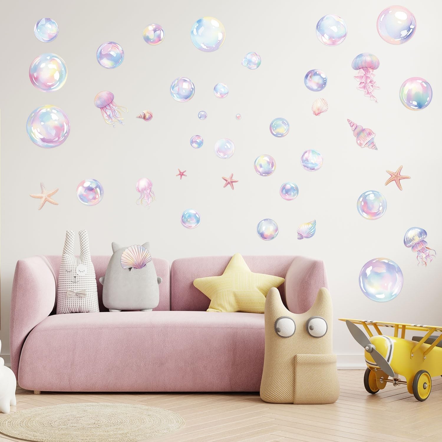 4 Sheets Colorful Bubble Wall Decals Ocean Theme Stickers for Bathroom Party Dec