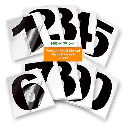 Vinyl Numbers Stickers,Self Adhesive (2 Sets),Premium Decal Die 4 Inch Black