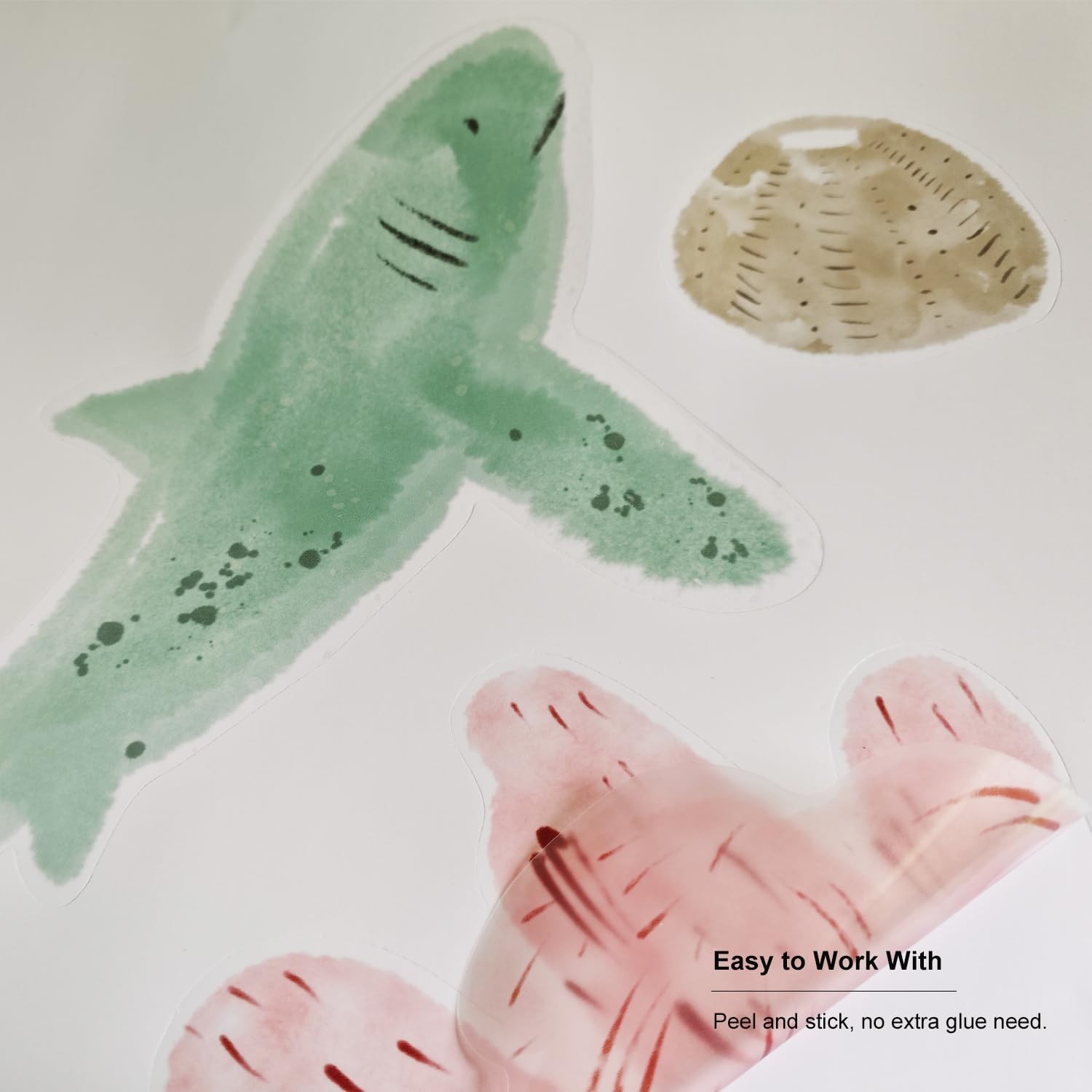 Ocean Life Whale Wall Stickers Decor,Peel and Stick Underwater Sea Animal Wal…