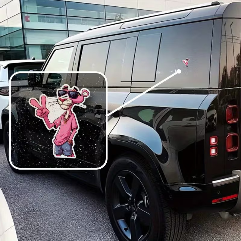 4pcs Pink Panther All Ok Sticker Waterproof Vinyl Decals Durable & Easy-to-App
