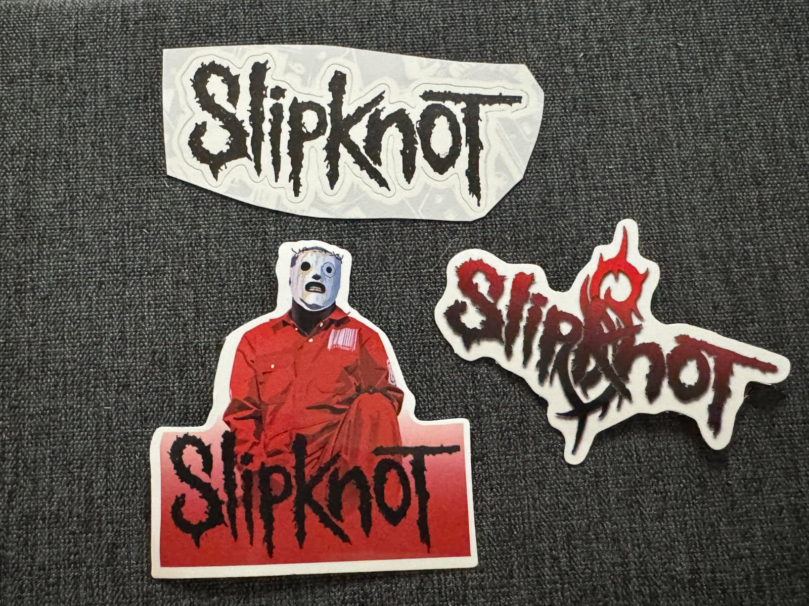 Lot of (3) SLIPKNOT 1 1/4″ to 3″ Red White Black Logo STICKERS Fast! FREE SHIP!