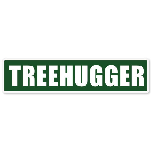 Treehugger tree forest preserve bumper sticker 8″ x 2″