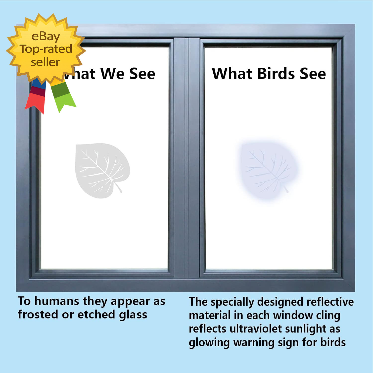 52 Pieces Window Decals Leaf Shape Anti Collision Stickers Bird Safety Glass Set